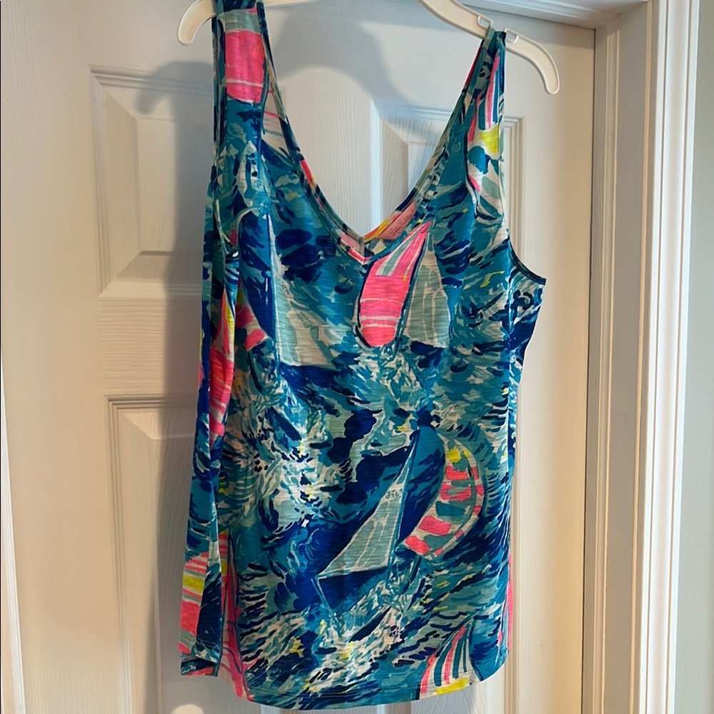 Lilly Pulitzer Blue and Pink Floral Top